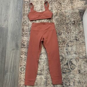 CRZ Yoga Salmon Pink Sports Bra and Leggings Set